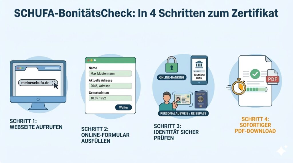 SCHUFA-BonitätsCheck: In 4 Schritten zum Zertifikat